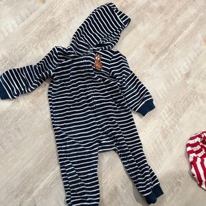 Little Me Navy Striped Footie
